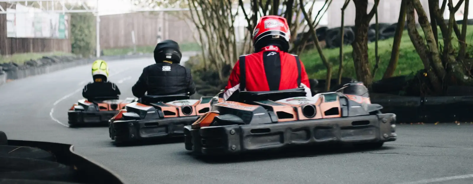Karts on the finish line